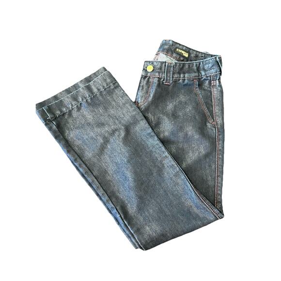 Express Jeans Stella Boot Cut Low Rise Dark Wash Stretch Shimmery Women's 8 Y2K - Picture 2 of 16